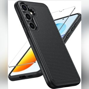 Rugged Black Phone Case with Screen Protector For Samsung Galaxy S25